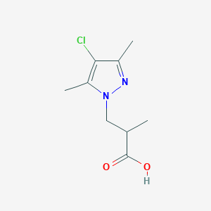 molecular formula C9H13ClN2O2 B2602490 3-(4-chloro-3,5-dimethyl-1H-pyrazol-1-yl)-2-methylpropanoic acid CAS No. 890597-37-2