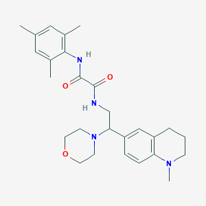 molecular formula C27H36N4O3 B2602501 N-mesityl-N'-[2-(1-methyl-1,2,3,4-tetrahydroquinolin-6-yl)-2-morpholin-4-ylethyl]ethanediamide CAS No. 922013-74-9