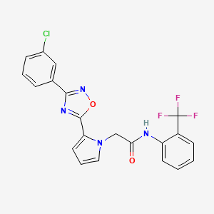 molecular formula C21H14ClF3N4O2 B2602502 2-(2-(3-(3-chlorophenyl)-1,2,4-oxadiazol-5-yl)-1H-pyrrol-1-yl)-N-(2-(trifluoromethyl)phenyl)acetamide CAS No. 2188279-68-5