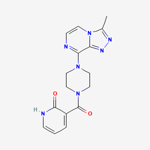 molecular formula C16H17N7O2 B2602515 3-(4-(3-methyl-[1,2,4]triazolo[4,3-a]pyrazin-8-yl)piperazine-1-carbonyl)pyridin-2(1H)-one CAS No. 1903879-33-3