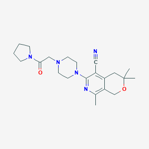 3,3,8-trimethyl-6-{4-[2-oxo-2-(1-pyrrolidinyl)ethyl]-1-piperazinyl}-3,4-dihydro-1H-pyrano[3,4-c]pyridine-5-carbonitrile