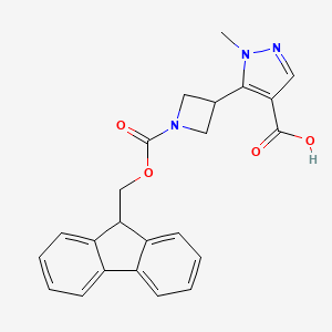 molecular formula C23H21N3O4 B2602520 5-[1-(9H-Fluoren-9-ylmethoxycarbonyl)azetidin-3-yl]-1-methylpyrazole-4-carboxylic acid CAS No. 2309457-02-9