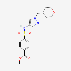 molecular formula C17H21N3O5S B2602526 4-(N-(1-((四氢-2H-吡喃-4-基)甲基)-1H-吡唑-4-基)磺酰胺基)苯甲酸甲酯 CAS No. 1705753-65-6