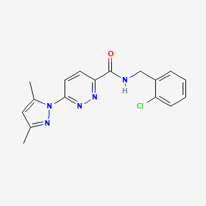 molecular formula C17H16ClN5O B2602545 N-(2-chlorobenzyl)-6-(3,5-dimethyl-1H-pyrazol-1-yl)pyridazine-3-carboxamide CAS No. 1351618-59-1