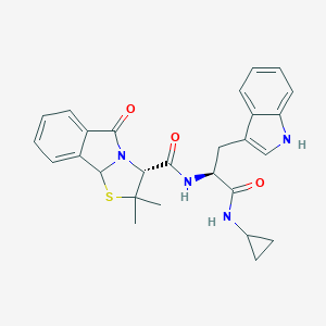 molecular formula C27H28N4O3S B260256 (3R)-N-[(2S)-1-(cyclopropylamino)-3-(1H-indol-3-yl)-1-oxopropan-2-yl]-2,2-dimethyl-5-oxo-2,3,5,9b-tetrahydro[1,3]thiazolo[2,3-a]isoindole-3-carboxamide 