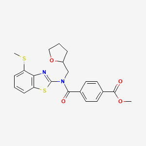 molecular formula C22H22N2O4S2 B2602565 Methyl 4-((4-(methylthio)benzo[d]thiazol-2-yl)((tetrahydrofuran-2-yl)methyl)carbamoyl)benzoate CAS No. 922485-45-8