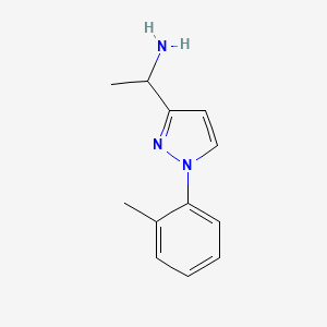 molecular formula C12H15N3 B2602582 1-[1-(2-Methylphenyl)pyrazol-3-yl]ethanamine CAS No. 2091751-12-9