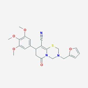 3-(2-furylmethyl)-6-oxo-8-(3,4,5-trimethoxyphenyl)-3,4,7,8-tetrahydro-2H,6H-pyrido[2,1-b][1,3,5]thiadiazine-9-carbonitrile