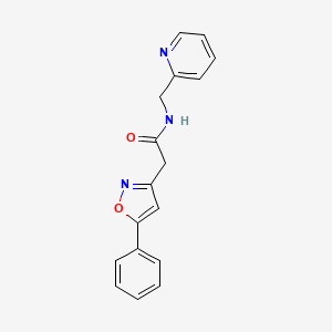 molecular formula C17H15N3O2 B2602595 2-(5-phenylisoxazol-3-yl)-N-(pyridin-2-ylmethyl)acetamide CAS No. 946361-54-2