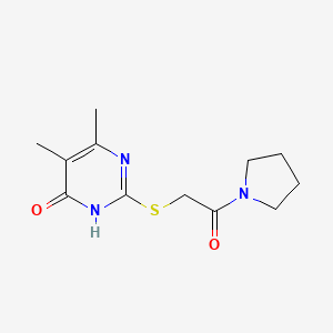 molecular formula C12H17N3O2S B2602609 5,6-dimethyl-2-((2-oxo-2-(pyrrolidin-1-yl)ethyl)thio)pyrimidin-4(3H)-one CAS No. 922577-64-8