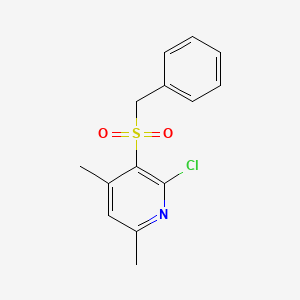 molecular formula C14H14ClNO2S B2602615 3-(苯甲磺酰基)-2-氯-4,6-二甲基吡啶 CAS No. 866038-64-4