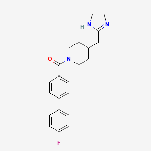 molecular formula C22H22FN3O B2602619 (4-((1H-imidazol-2-yl)methyl)piperidin-1-yl)(4'-fluoro-[1,1'-biphenyl]-4-yl)methanone CAS No. 1159096-95-3