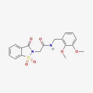 molecular formula C18H18N2O6S B2602642 N-(2,3-dimethoxybenzyl)-2-(1,1-dioxido-3-oxo-1,2-benzothiazol-2(3H)-yl)acetamide CAS No. 1260985-11-2