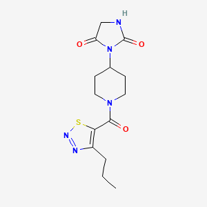 molecular formula C14H19N5O3S B2602648 3-(1-(4-Propyl-1,2,3-thiadiazole-5-carbonyl)piperidin-4-yl)imidazolidine-2,4-dione CAS No. 2034388-10-6