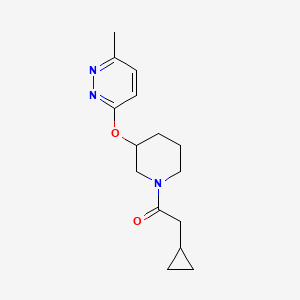 molecular formula C15H21N3O2 B2602653 2-Cyclopropyl-1-(3-((6-methylpyridazin-3-yl)oxy)piperidin-1-yl)ethanone CAS No. 2034251-25-5