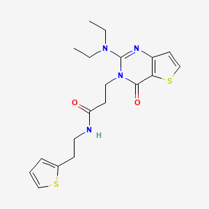 molecular formula C19H24N4O2S2 B2602664 3-(2-(二乙氨基)-4-氧代噻吩并[3,2-d]嘧啶-3(4H)-基)-N-(2-(噻吩-2-基)乙基)丙酰胺 CAS No. 1116060-76-4