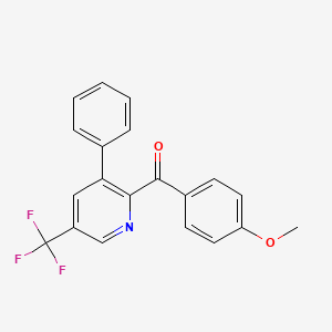 molecular formula C20H14F3NO2 B2602667 (4-Methoxyphenyl)[3-phenyl-5-(trifluoromethyl)-2-pyridinyl]methanone CAS No. 2058812-13-6