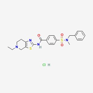 molecular formula C23H27ClN4O3S2 B2602683 4-(N-benzyl-N-methylsulfamoyl)-N-(5-ethyl-4,5,6,7-tetrahydrothiazolo[5,4-c]pyridin-2-yl)benzamide hydrochloride CAS No. 1327591-16-1