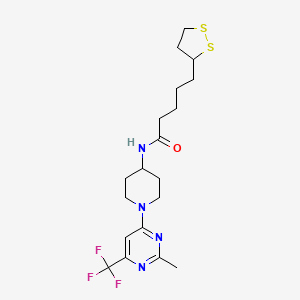5-(1,2-dithiolan-3-yl)-N-(1-(2-methyl-6-(trifluoromethyl)pyrimidin-4-yl)piperidin-4-yl)pentanamide