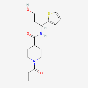 N-(3-Hydroxy-1-thiophen-2-ylpropyl)-1-prop-2-enoylpiperidine-4-carboxamide