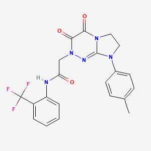 molecular formula C21H18F3N5O3 B2602698 2-(3,4-dioxo-8-(p-tolyl)-3,4,7,8-tetrahydroimidazo[2,1-c][1,2,4]triazin-2(6H)-yl)-N-(2-(trifluoromethyl)phenyl)acetamide CAS No. 941996-90-3