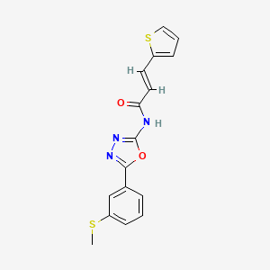 molecular formula C16H13N3O2S2 B2602702 (E)-N-(5-(3-(甲硫基)苯基)-1,3,4-恶二唑-2-基)-3-(噻吩-2-基)丙烯酰胺 CAS No. 886913-91-3