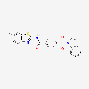 molecular formula C23H19N3O3S2 B2602704 4-(indolin-1-ylsulfonyl)-N-(6-methylbenzo[d]thiazol-2-yl)benzamide CAS No. 361170-47-0