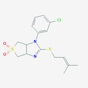 1-(3-chlorophenyl)-5,5-dioxido-3a,4,6,6a-tetrahydro-1H-thieno[3,4-d]imidazol-2-yl 3-methyl-2-butenyl sulfide