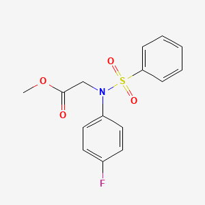 molecular formula C15H14FNO4S B2602731 N-(4-氟苯基)-N-(苯磺酰基)甘氨酸甲酯 CAS No. 362720-33-0