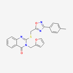 molecular formula C23H18N4O3S B2602733 3-(呋喃-2-基甲基)-2-(((3-(对甲苯基)-1,2,4-恶二唑-5-基)甲基)硫代)喹唑啉-4(3H)-酮 CAS No. 938728-43-9