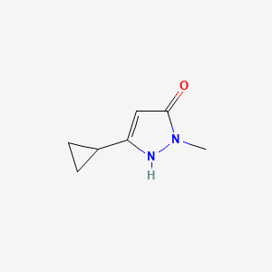 molecular formula C7H10N2O B2602736 5-环丙基-2-甲基-1H-吡唑-3-酮 CAS No. 199125-21-8