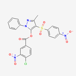 molecular formula C23H15ClN4O8S B2602739 [5-Methyl-4-(4-nitrophenyl)sulfonyl-2-phenylpyrazol-3-yl] 4-chloro-3-nitrobenzoate CAS No. 851093-98-6