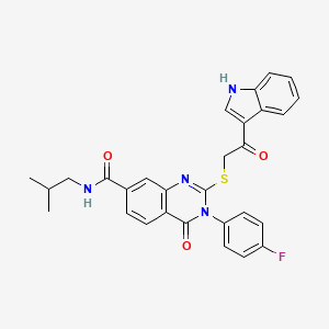 2-((2-(1H-indol-3-yl)-2-oxoethyl)thio)-3-(4-fluorophenyl)-N-isobutyl-4-oxo-3,4-dihydroquinazoline-7-carboxamide