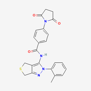 molecular formula C23H20N4O3S B2602743 4-(2,5-dioxopyrrolidin-1-yl)-N-(2-(o-tolyl)-4,6-dihydro-2H-thieno[3,4-c]pyrazol-3-yl)benzamide CAS No. 361172-36-3