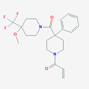 molecular formula C22H27F3N2O3 B2602752 1-[4-[4-Methoxy-4-(trifluoromethyl)piperidine-1-carbonyl]-4-phenylpiperidin-1-yl]prop-2-en-1-one CAS No. 2361882-75-7