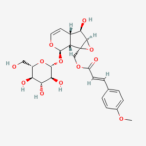 molecular formula C25H30O12 B2602758 [(1R,2R,4R,5R,6S,10R)-5-Hydroxy-10-[(2R,3S,4R,5R,6S)-3,4,5-trihydroxy-6-(hydroxymethyl)oxan-2-yl]oxy-3,9-dioxatricyclo[4.4.0.02,4]dec-7-en-2-yl]methyl (E)-3-(4-methoxyphenyl)prop-2-enoate CAS No. 201605-27-8