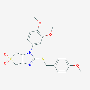 molecular formula C21H24N2O5S2 B260276 1-(3,4-dimethoxyphenyl)-2-[(4-methoxybenzyl)sulfanyl]-3a,4,6,6a-tetrahydro-1H-thieno[3,4-d]imidazole 5,5-dioxide 