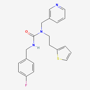 molecular formula C20H20FN3OS B2602765 3-(4-Fluorobenzyl)-1-(pyridin-3-ylmethyl)-1-(2-(thiophen-2-yl)ethyl)urea CAS No. 1396748-78-9