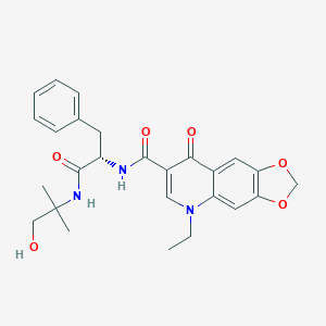 molecular formula C26H29N3O6 B260278 5-ethyl-N-{(2S)-1-[(1-hydroxy-2-methylpropan-2-yl)amino]-1-oxo-3-phenylpropan-2-yl}-8-oxo-5,8-dihydro[1,3]dioxolo[4,5-g]quinoline-7-carboxamide 