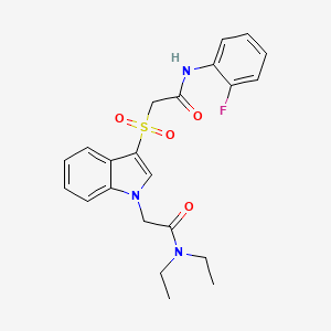 N,N-diethyl-2-(3-((2-((2-fluorophenyl)amino)-2-oxoethyl)sulfonyl)-1H-indol-1-yl)acetamide
