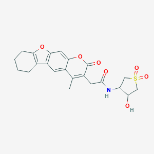 molecular formula C22H23NO7S B260279 N-(4-hydroxy-1,1-dioxidotetrahydrothiophen-3-yl)-2-(4-methyl-2-oxo-6,7,8,9-tetrahydro-2H-[1]benzofuro[3,2-g]chromen-3-yl)acetamide 