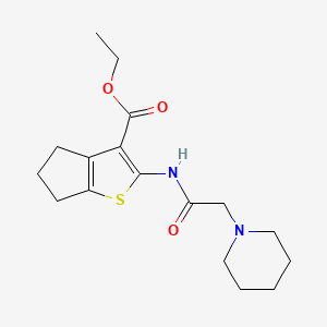 molecular formula C17H24N2O3S B2602792 ethyl 2-[(2-piperidin-1-ylacetyl)amino]-5,6-dihydro-4H-cyclopenta[b]thiophene-3-carboxylate CAS No. 314245-02-8