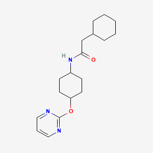 molecular formula C18H27N3O2 B2602809 2-cyclohexyl-N-((1r,4r)-4-(pyrimidin-2-yloxy)cyclohexyl)acetamide CAS No. 2034400-26-3