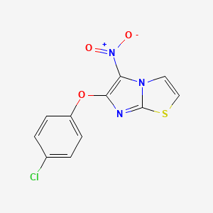 molecular formula C11H6ClN3O3S B2602842 6-(4-Chlorophenoxy)-5-nitroimidazo[2,1-b][1,3]thiazole CAS No. 339008-06-9