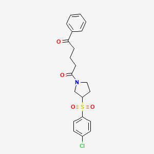 1-(3-((4-Chlorophenyl)sulfonyl)pyrrolidin-1-yl)-5-phenylpentane-1,5-dione