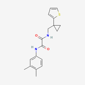 molecular formula C18H20N2O2S B2602859 N1-(3,4-dimethylphenyl)-N2-((1-(thiophen-2-yl)cyclopropyl)methyl)oxalamide CAS No. 1203275-95-9