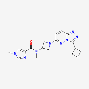 molecular formula C18H22N8O B2602861 N-(1-(3-环丁基-[1,2,4]三唑并[4,3-b]哒嗪-6-基)氮杂环丁烷-3-基)-N,1-二甲基-1H-咪唑-4-甲酰胺 CAS No. 2319639-97-7