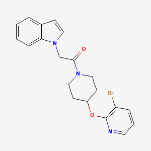 molecular formula C20H20BrN3O2 B2602875 1-(4-((3-bromopyridin-2-yl)oxy)piperidin-1-yl)-2-(1H-indol-1-yl)ethanone CAS No. 1448046-55-6