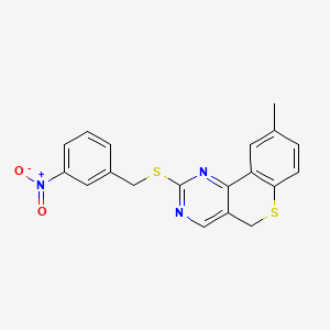 9-methyl-2-[(3-nitrobenzyl)sulfanyl]-5H-thiochromeno[4,3-d]pyrimidine
