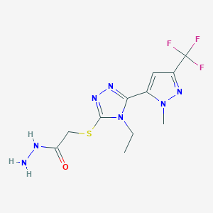 2-({4-ethyl-5-[1-methyl-3-(trifluoromethyl)-1H-pyrazol-5-yl]-4H-1,2,4-triazol-3-yl}sulfanyl)acetohydrazide